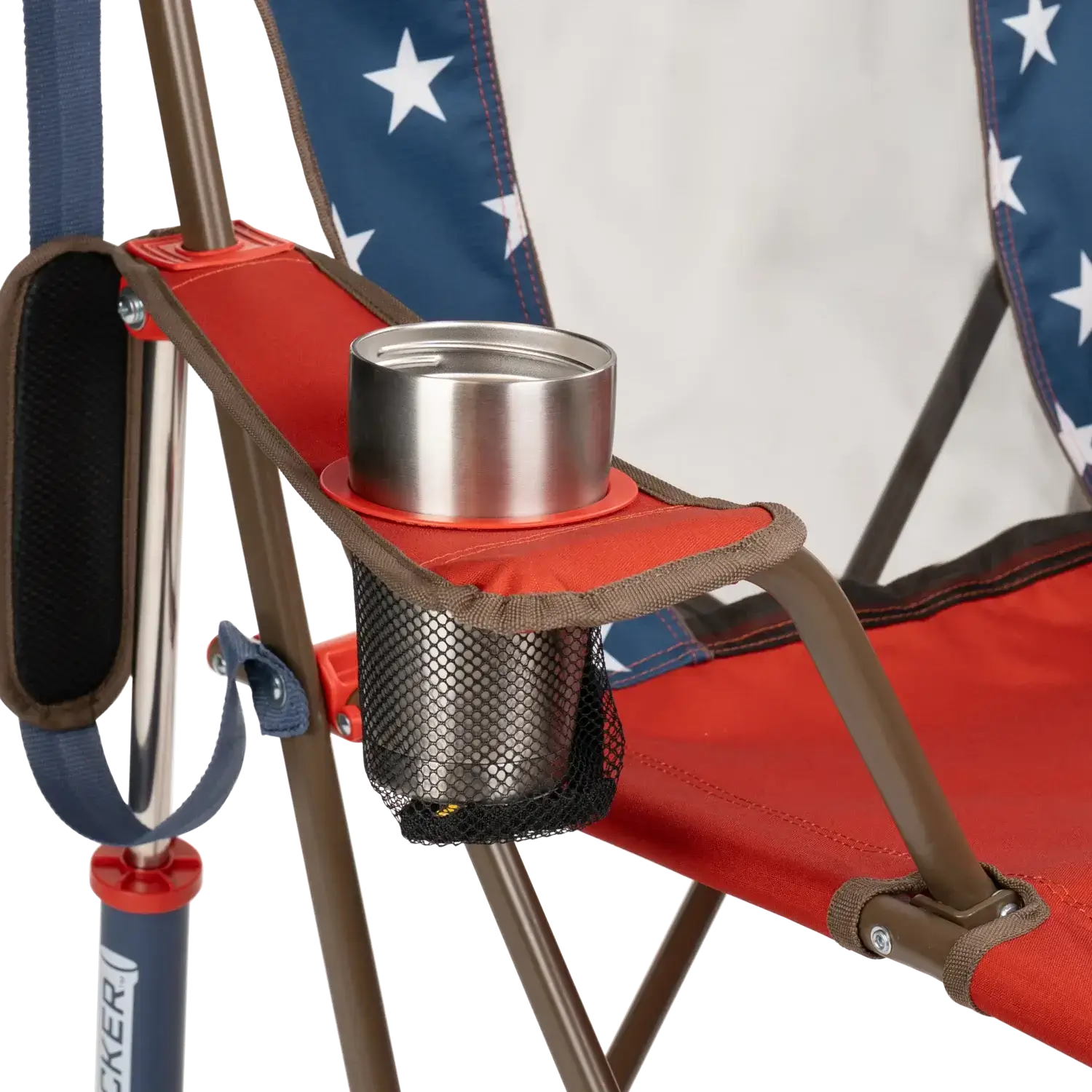 Luxury Camp Comfort Pro Rocker - USA Anniversary Deluxe - Choice 424 - Freestyle Rocker Portable Outdoor Folding Chair Detail