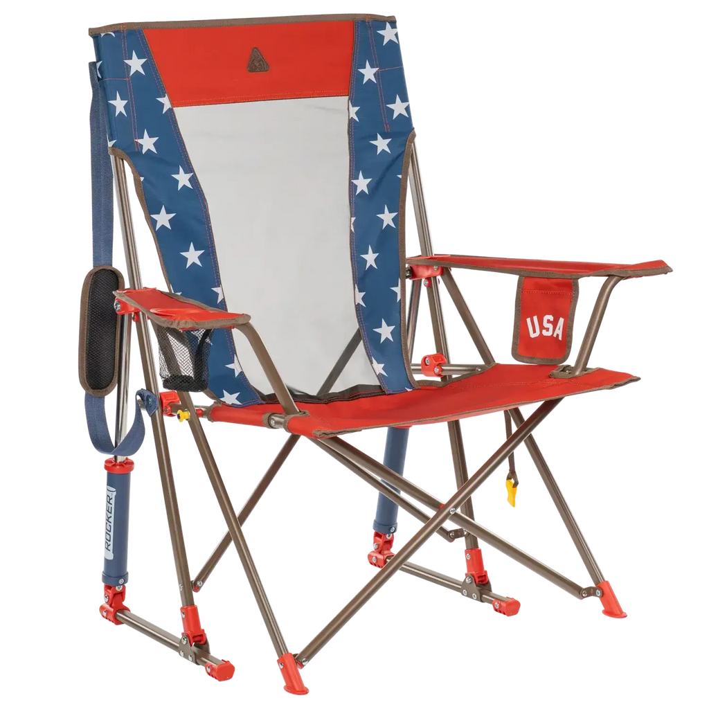 Luxury Camp Comfort Pro Rocker - USA Anniversary Deluxe - Choice 424 - Freestyle Rocker Portable Outdoor Folding Chair - Default Title