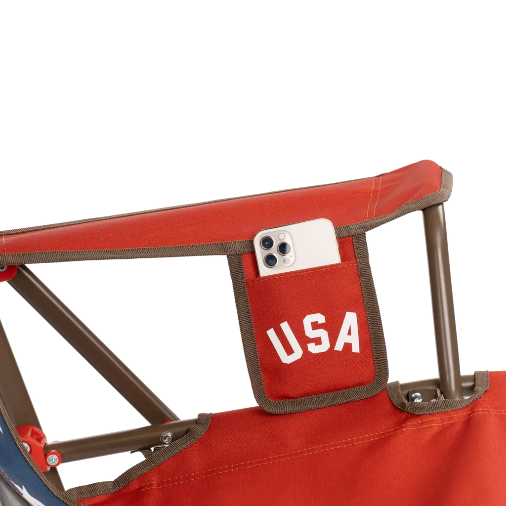 Luxury Camp Comfort Pro Rocker - USA Anniversary Deluxe - Choice 424 - Freestyle Rocker Portable Outdoor Folding Chair Detail