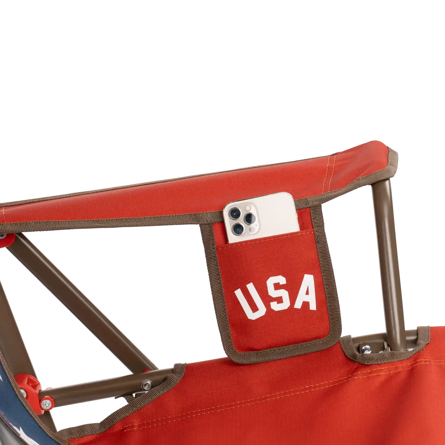 Luxury Camp Comfort Pro Rocker - USA Anniversary Deluxe - Choice 424 - Freestyle Rocker Portable Outdoor Folding Chair Detail