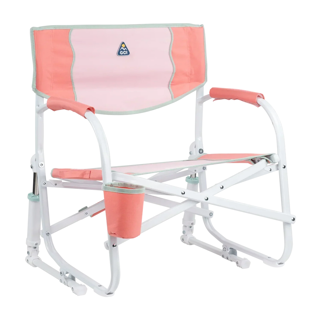 Heavy-Duty Freestyle Grab & Go Rocker - Choice 551 - Patented Spring-Action Rocking Chair for Camping - Coral