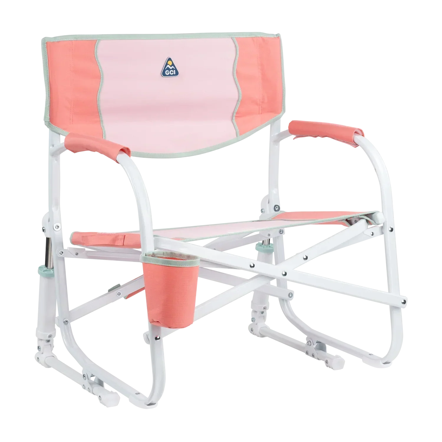 Heavy-Duty Freestyle Grab & Go Rocker - Choice 551 - Patented Spring-Action Rocking Chair for Camping - Coral