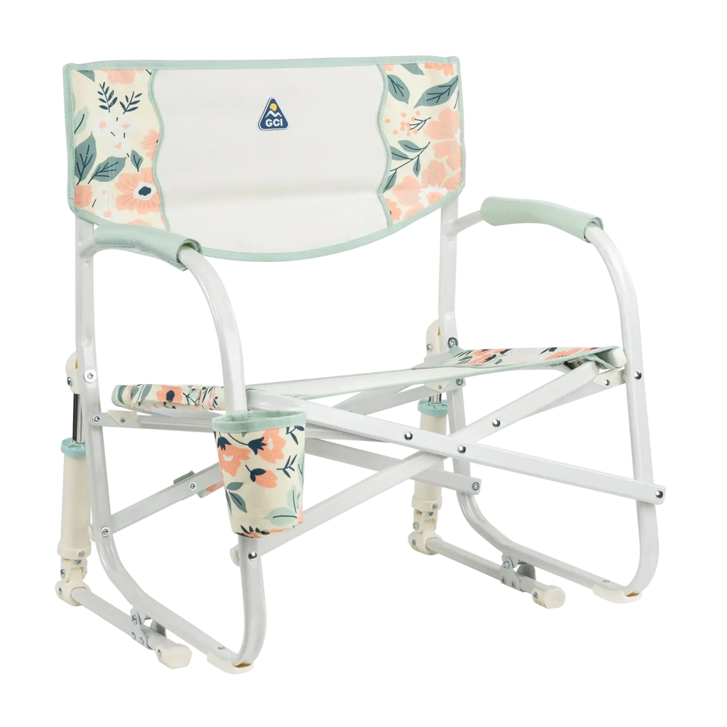 Heavy-Duty Freestyle Grab & Go Rocker - Choice 551 - Patented Spring-Action Rocking Chair for Camping - Floral Bouquet