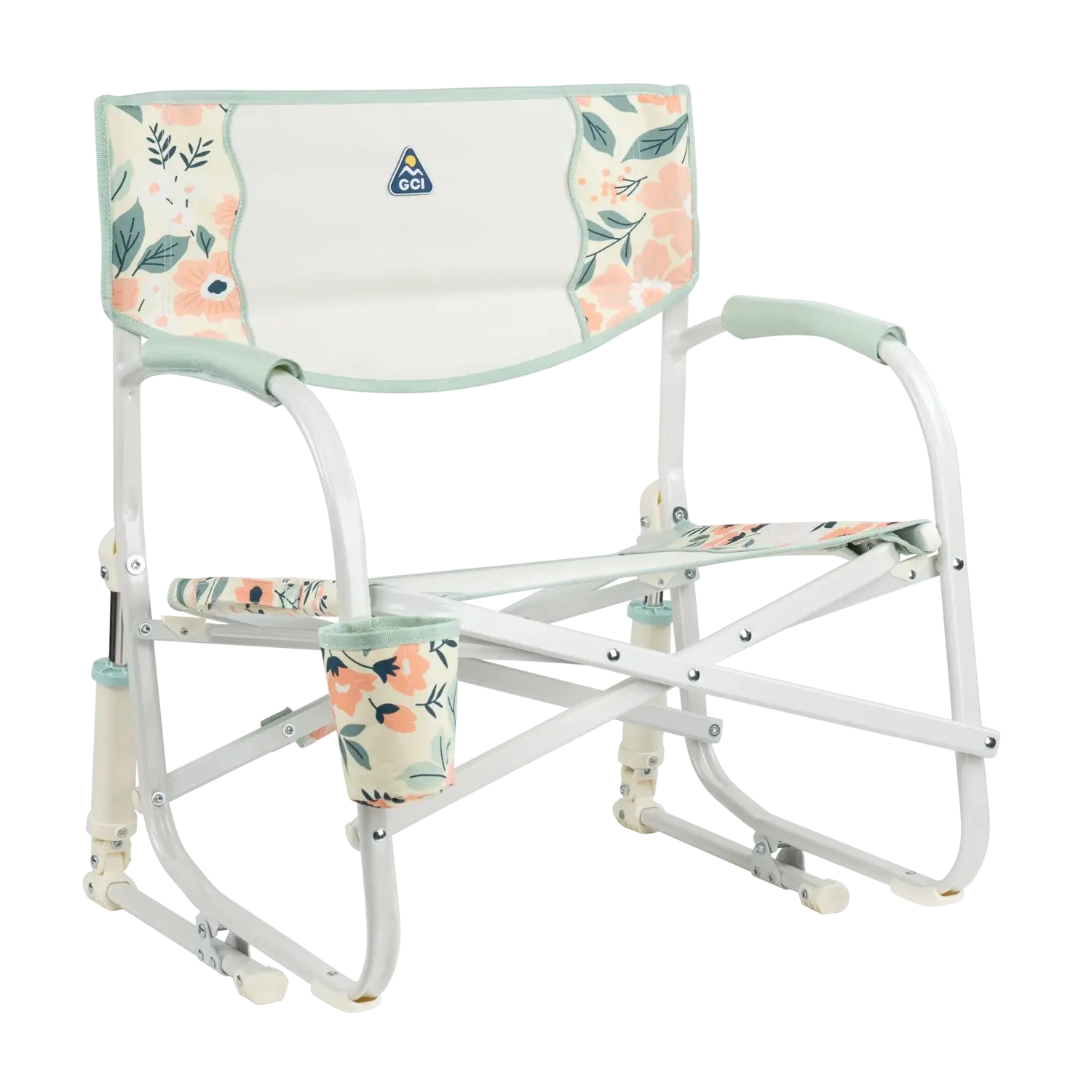 Heavy-Duty Freestyle Grab & Go Rocker - Choice 551 - Patented Spring-Action Rocking Chair for Camping - Floral Bouquet