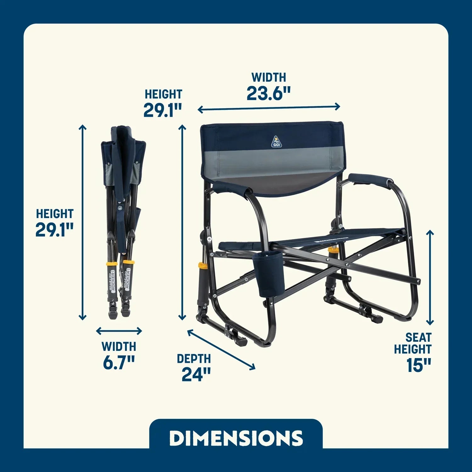Heavy-Duty Freestyle Grab & Go Rocker - Choice 551 - Patented Spring-Action Rocking Chair for Camping Detail