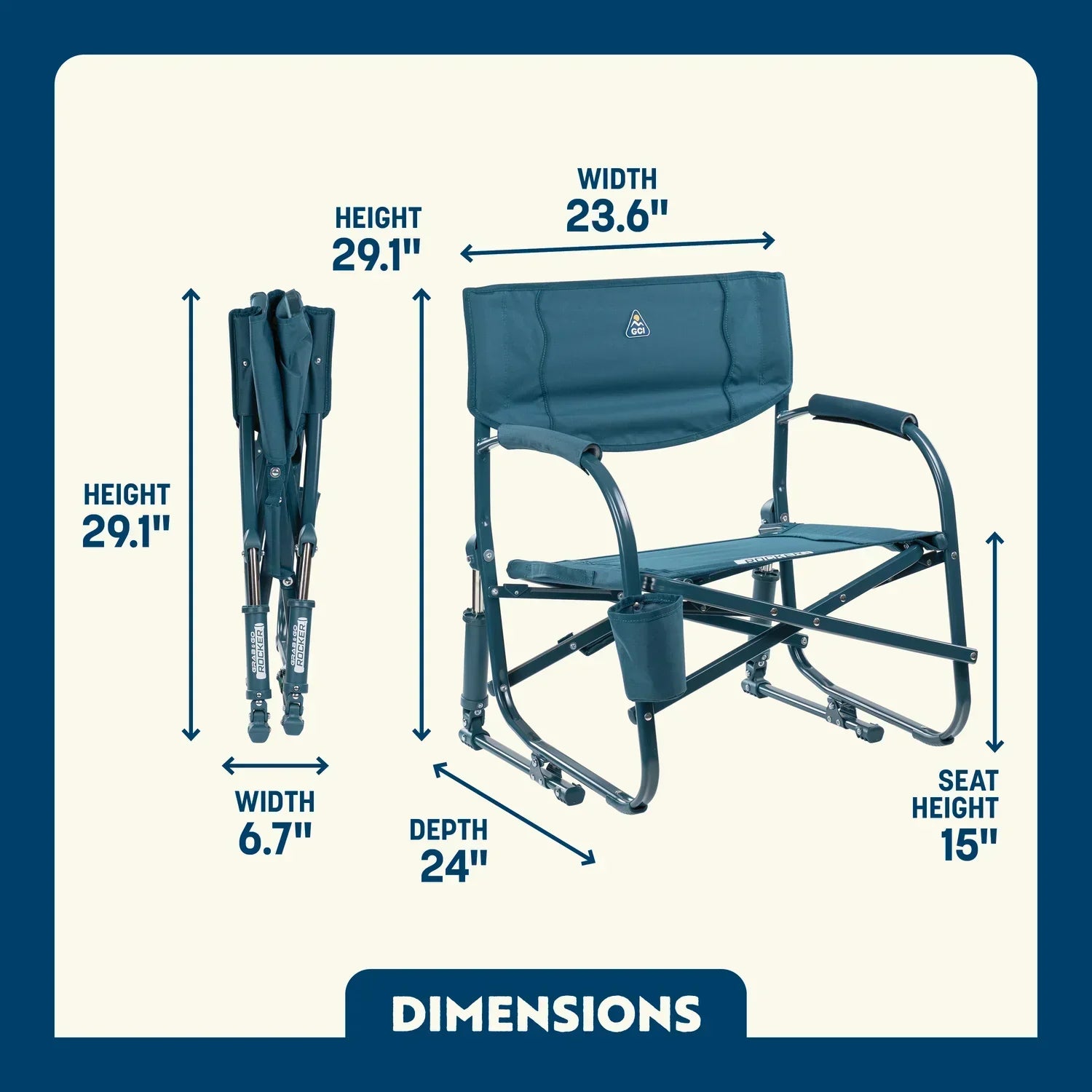 Heavy-Duty Freestyle Grab & Go Rocker - Choice 551 - Patented Spring-Action Rocking Chair for Camping Detail