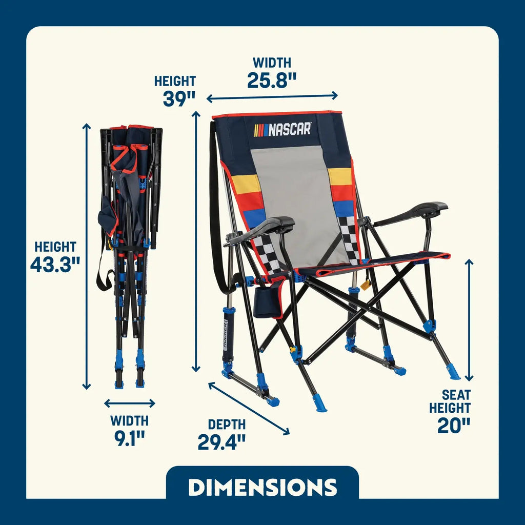 Premium All-Weather RoadTrip Rocker - NASCAR For Him - Choice 453 - RoadTrip Rocker Smooth Motion Camp Chair Detail