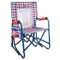 Smooth Motion Stowaway Rocker with Storage Pouch - Choice 573 - Freestyle Rocker Portable Outdoor Folding Chair - Patriotic Plaid