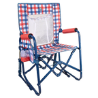 Smooth Motion Stowaway Rocker with Storage Pouch - Choice 573 - Freestyle Rocker Portable Outdoor Folding Chair - Patriotic Plaid