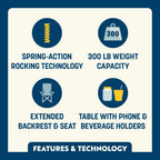 Luxury Camp Stowaway Rocker with Side Table - Choice 253 - Heavy-Duty Kickback Rocker with Beverage Holder Detail