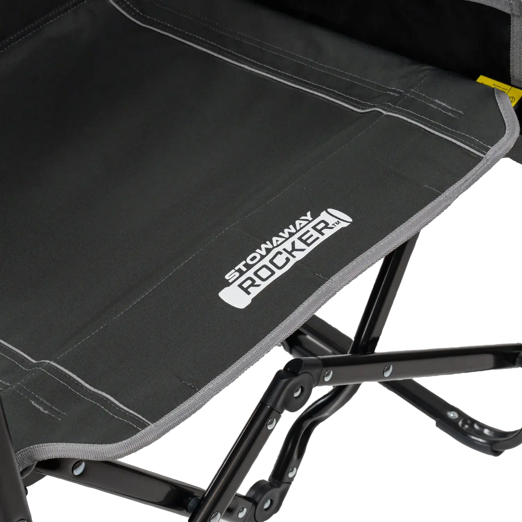 Luxury Camp Stowaway Rocker with Side Table - Choice 253 - Heavy-Duty Kickback Rocker with Beverage Holder Detail
