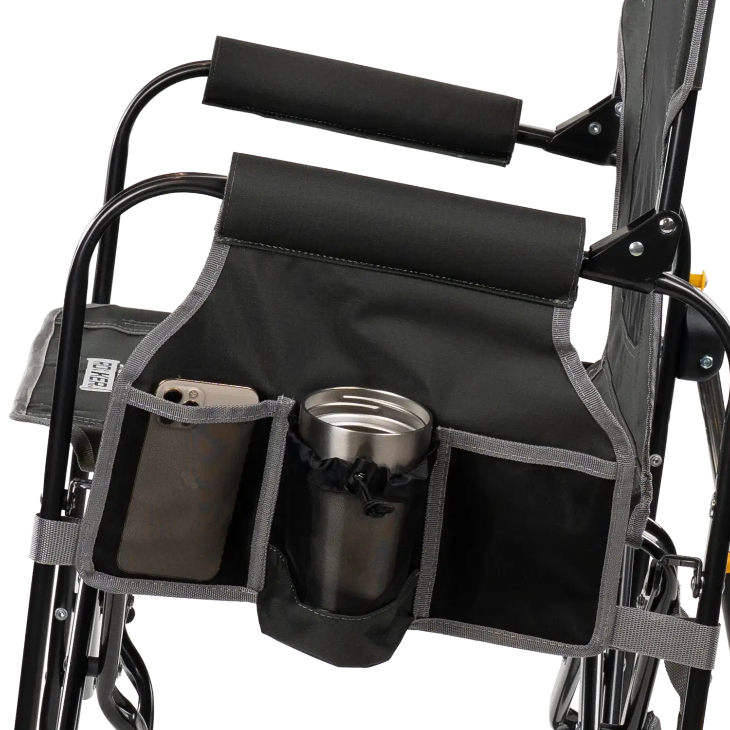 Luxury Camp Stowaway Rocker with Side Table - Choice 253 - Heavy-Duty Kickback Rocker with Beverage Holder Detail