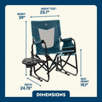 Luxury Camp Stowaway Rocker with Side Table - Choice 253 - Heavy-Duty Kickback Rocker with Beverage Holder Detail