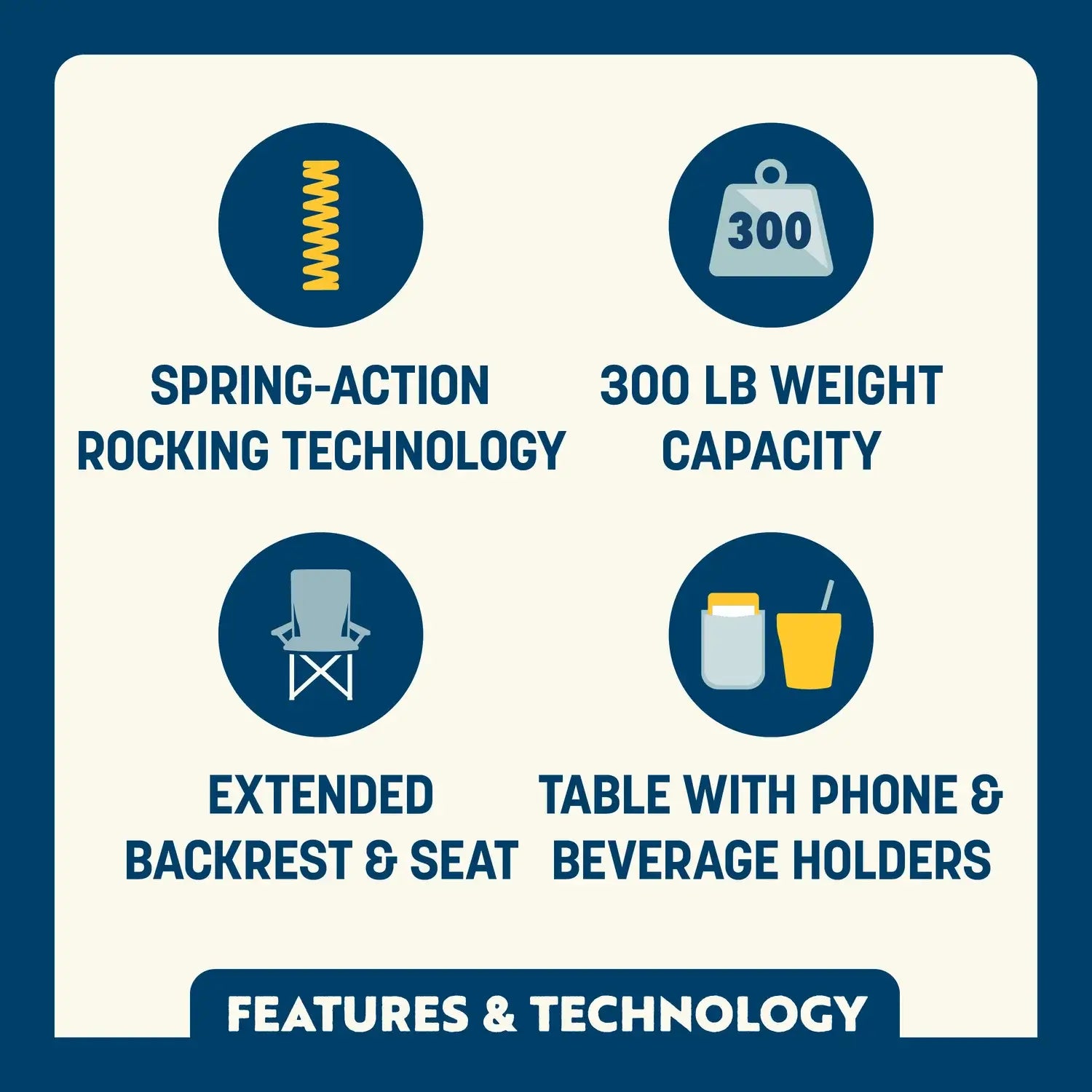 Luxury Camp Stowaway Rocker with Side Table - Choice 253 - Heavy-Duty Kickback Rocker with Beverage Holder Detail