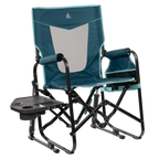 Luxury Camp Stowaway Rocker with Side Table - Choice 253 - Heavy-Duty Kickback Rocker with Beverage Holder - Teal