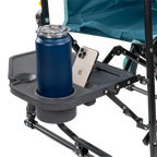 Luxury Camp Stowaway Rocker with Side Table - Choice 253 - Heavy-Duty Kickback Rocker with Beverage Holder Detail