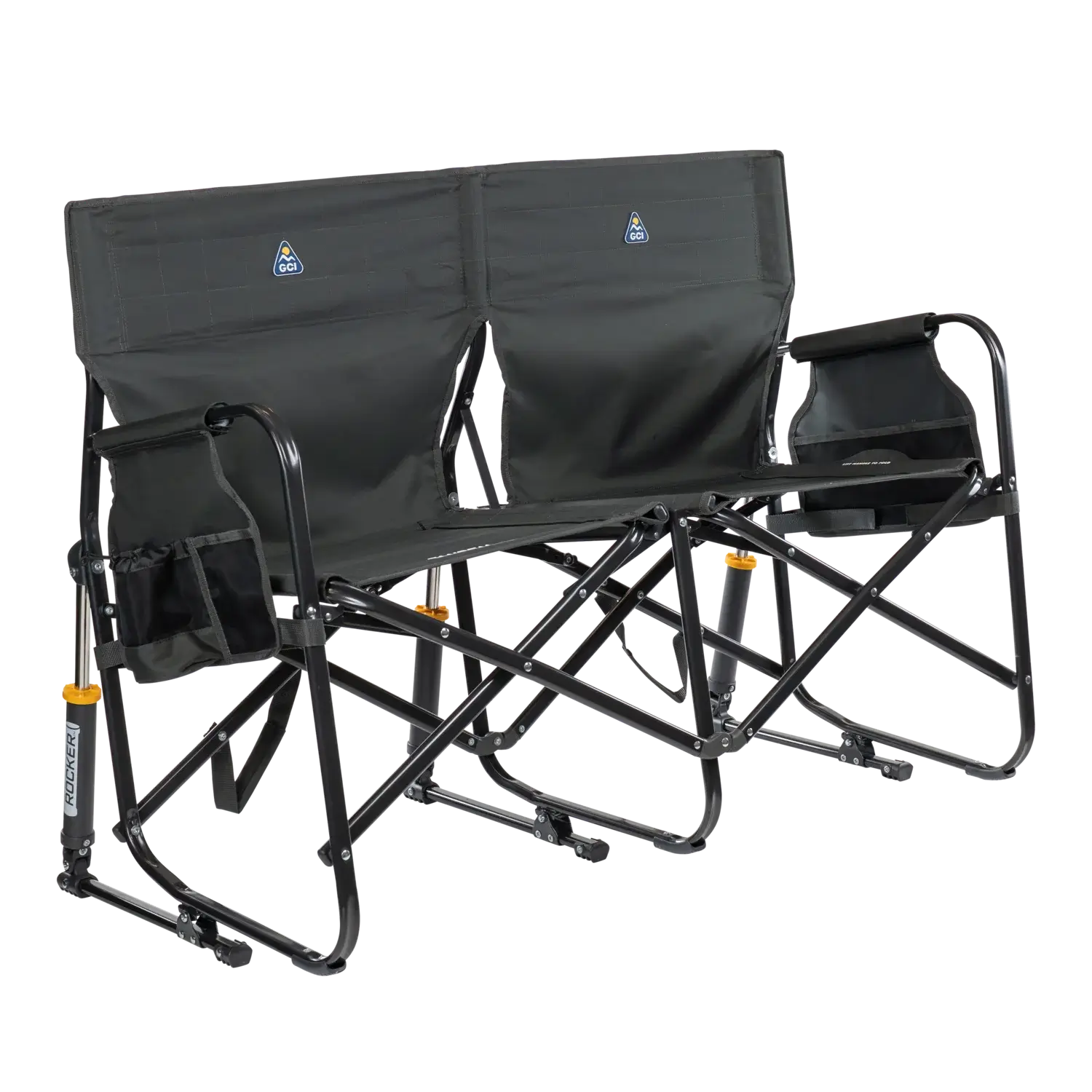 Luxury Camp Tandem Rocker - Choice 227 - Patented Spring-Action Rocking Chair for Camping - Dark Charcoal